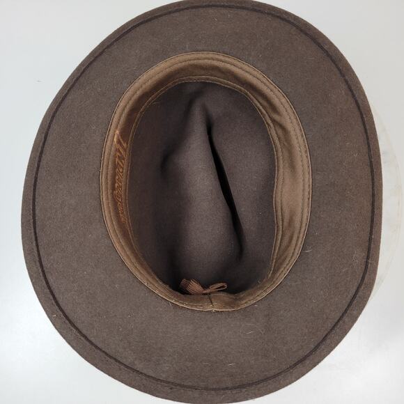 Indiana Jones Brand Wool Hat Mens Small Brown Stylish Bow Ribbon Band 12\